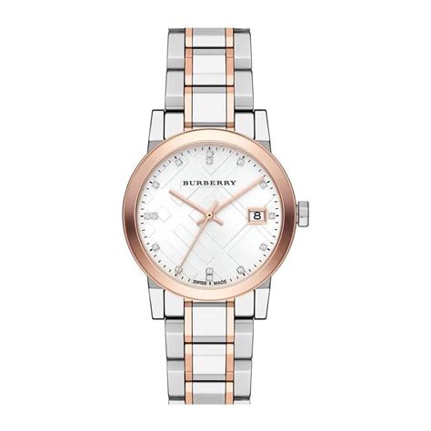 Burberry Ladies Diamond Check Stamped Watch BU9127